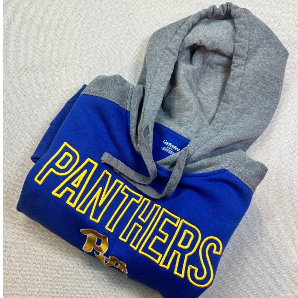 Captivating Pitt Panthers Hoodie Mens Large Blue Cotton Blend Fleece Sweatshirt
